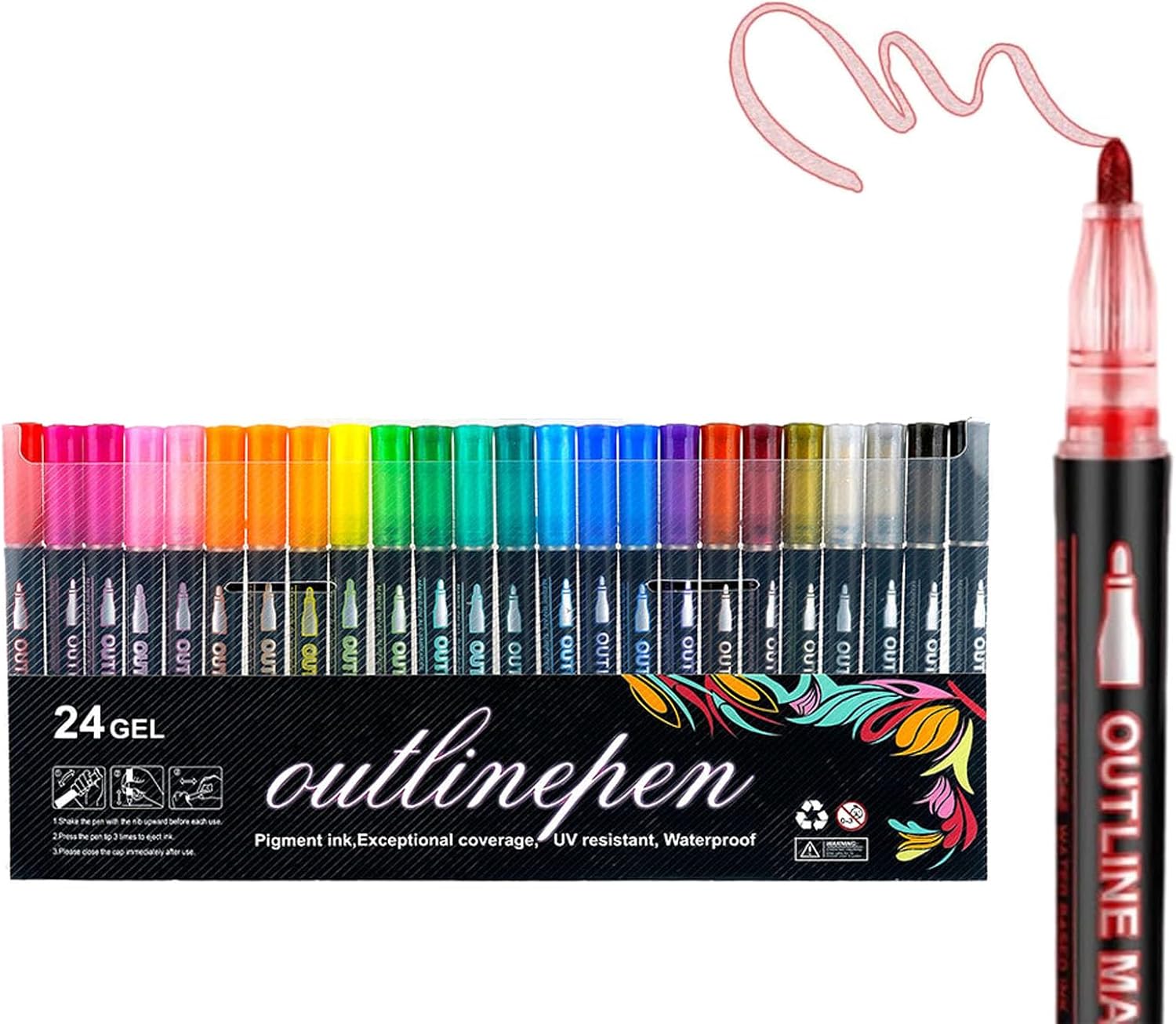 Dreamy Sparkle Dual-Line Contour Pen, Dreamy Sparkle Dual Pen, Outline Pen, 12/24/36/48 Colors, For Art and DIY (36 Colors)