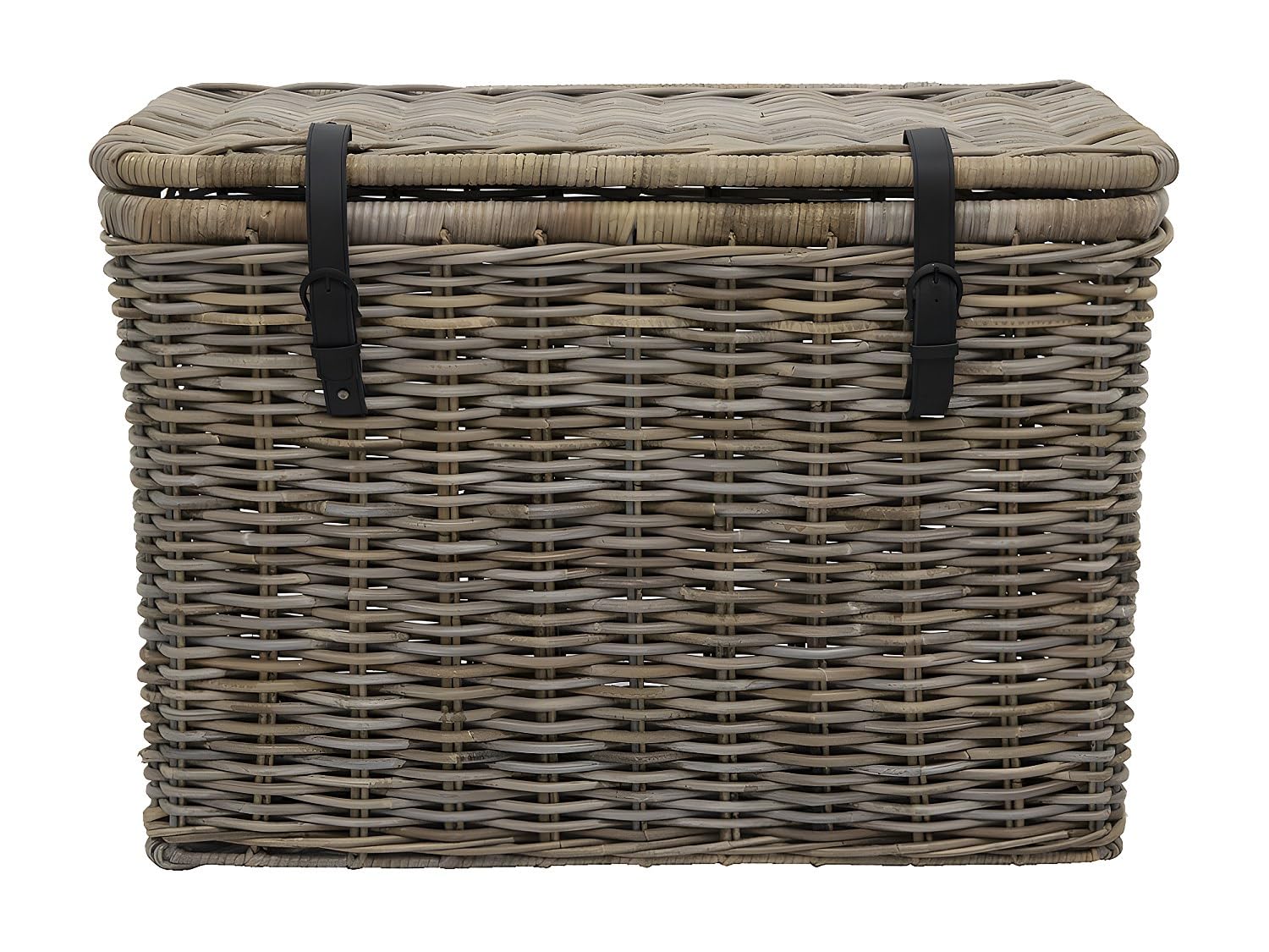 Vente-unique - Lot de 2 malles en kubu NEFTA - L80 x P45 x H55 cm et L70 x P35 x H45 cm - Gris naturel