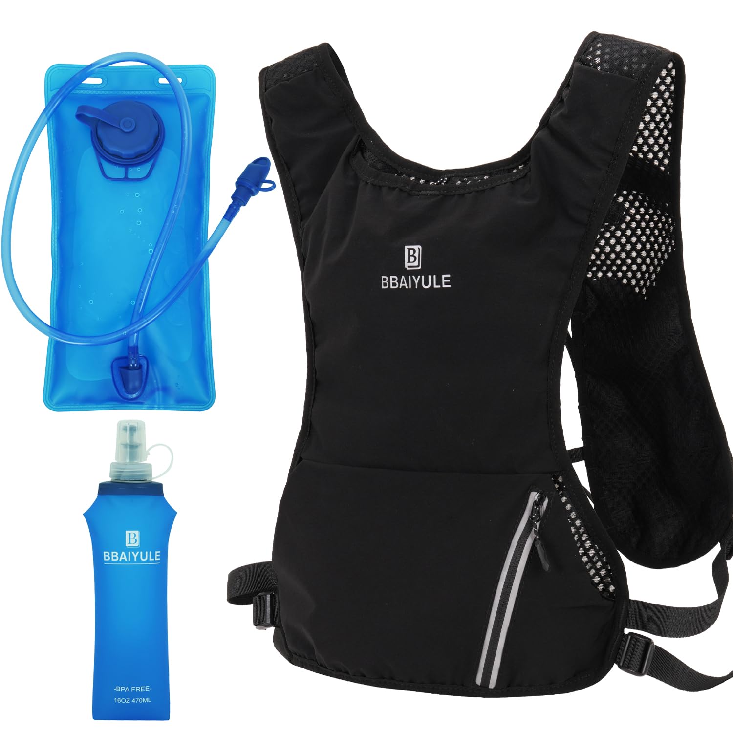 Hydration Vest With 2L Bladder and 470ml Soft Flask for Running, Hiking, Cycling, Trail Race Marathon - Lightweight Backpack