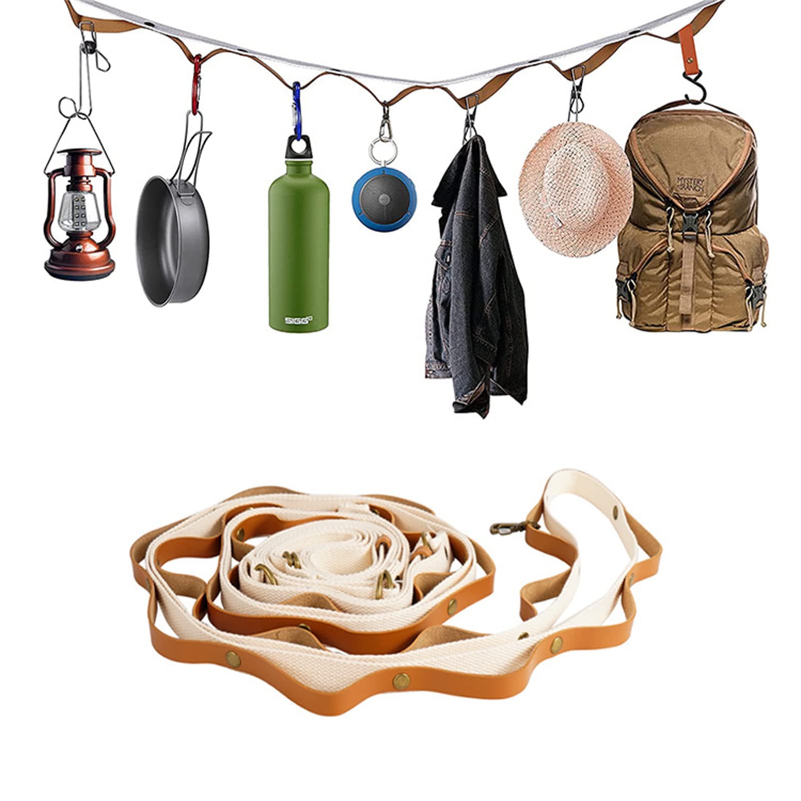 Corde à Linge Portable avec 25 Trous pour Vêtements,Corde à Linge de Voyage Coupe Vent en Cuir PU Extensible Rétractable Élastique Corde à Linge pour Jardin,hôtel de Vacances