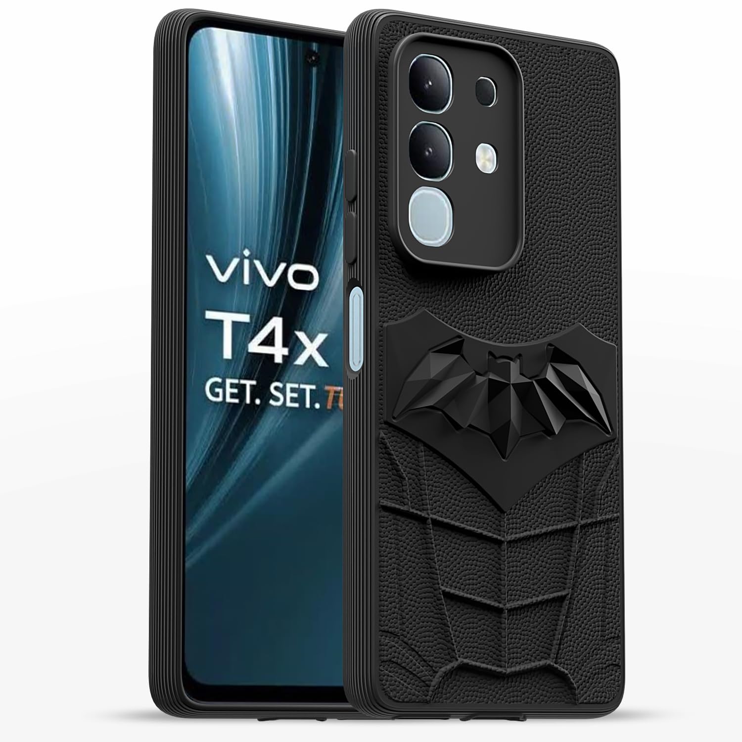Amazon Basics Back Cover for Vivo T4x 5G / iQoo Z10x 5G | 3D Silicon with Cloth | Shockproof | Stylish Bumper Case (Black)