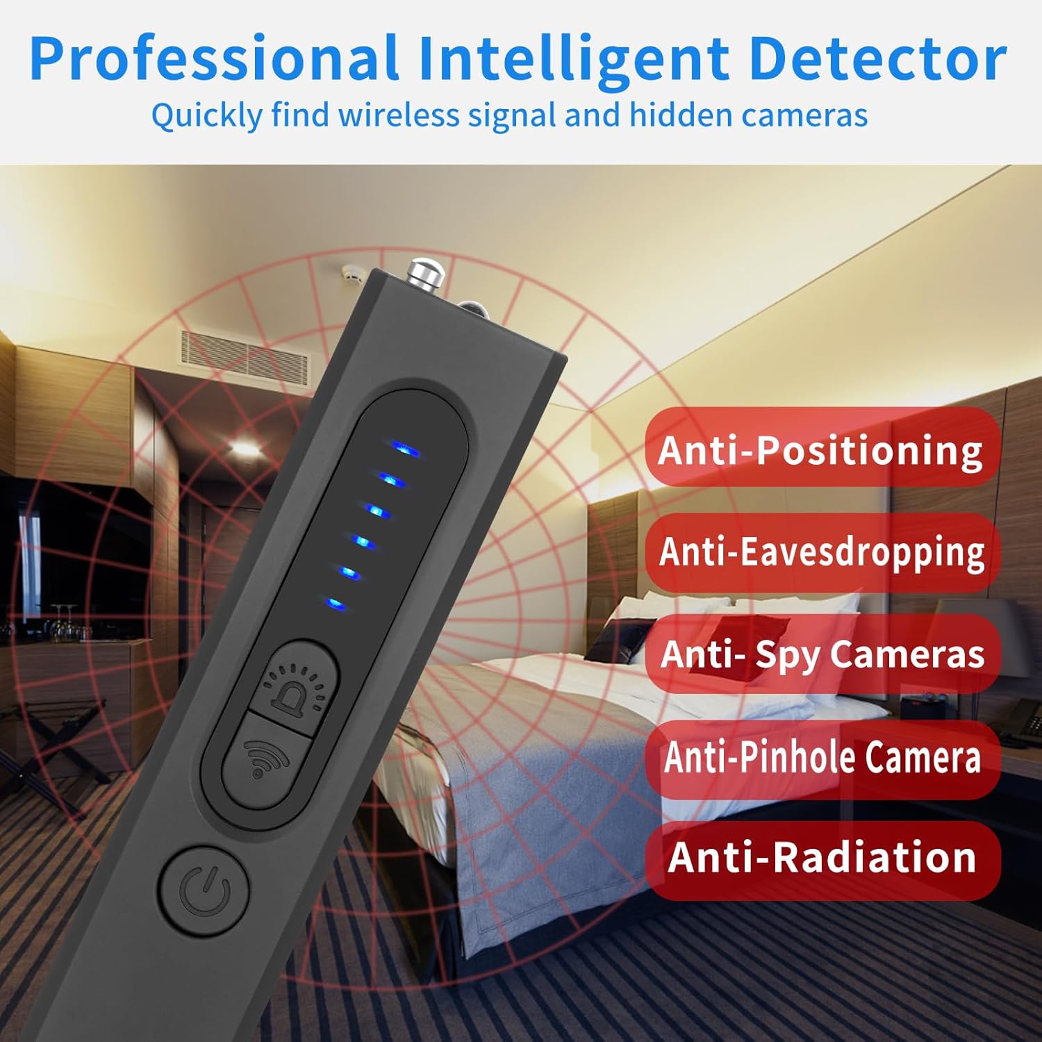 2026 Upgraded Hidden Camera & Bug Detector, 6-Level Sensitivity GPS Signal Scanner, 4 Modes for Travel, Car & Office, Black - Image 2