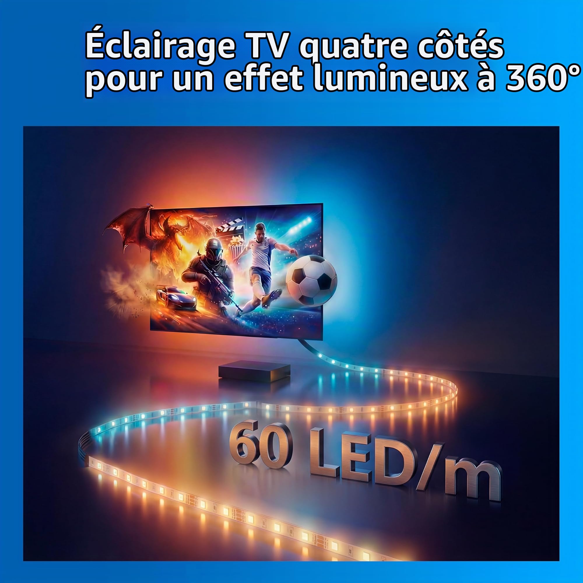 Philips Smart Lighting HDMI Sync Box 2.1 8 K, Rétroéclairage TV 55-65 pouces, Ruban LED RGBIC, Taux de Rafraîchissement Ultra-Rapide, Personnalisable, TV, Films, Jeux Vidéo, Entrée HDMI Requise