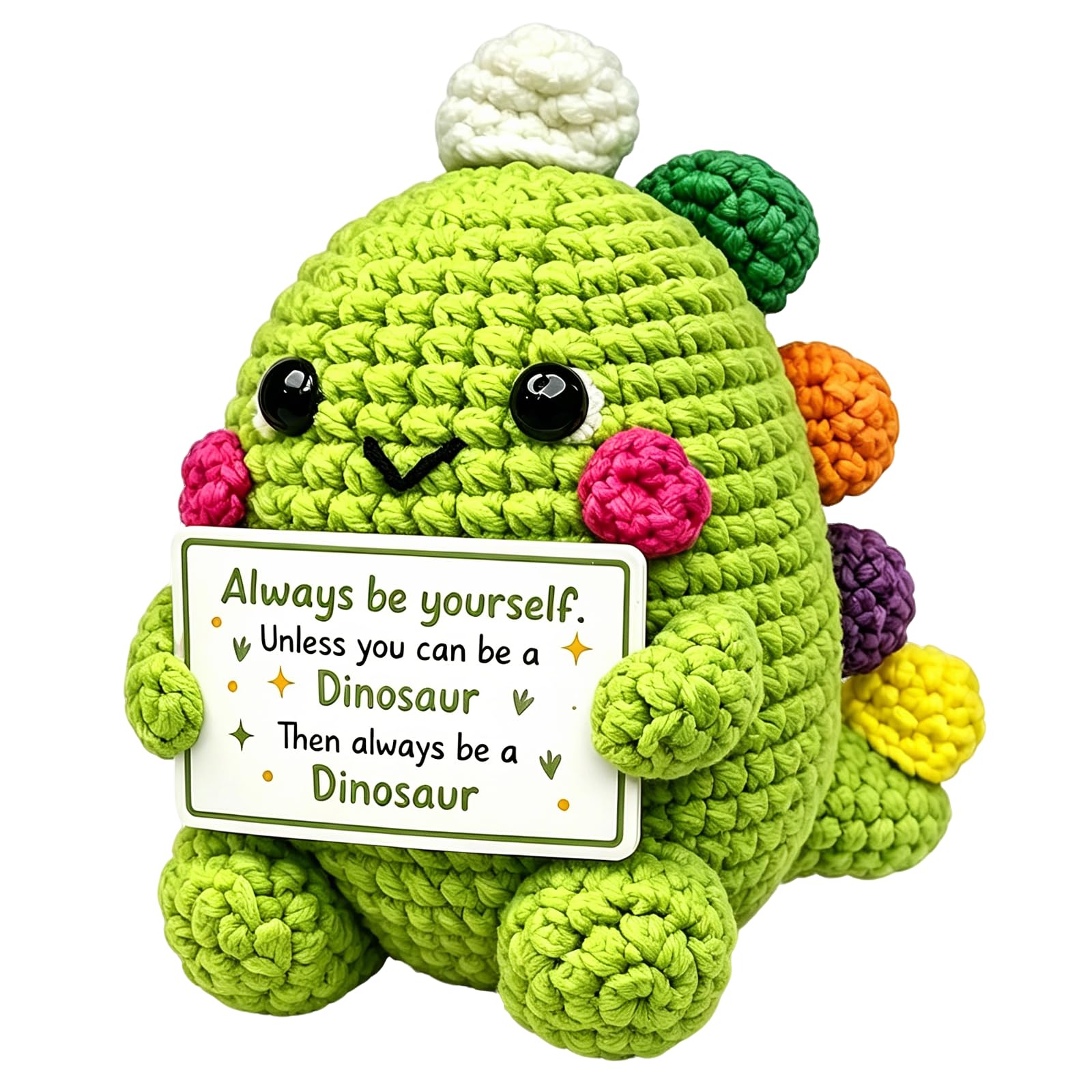 WEPRNTI Green Crochet Dinosaur, Emotional Support Positive Gift Ornament