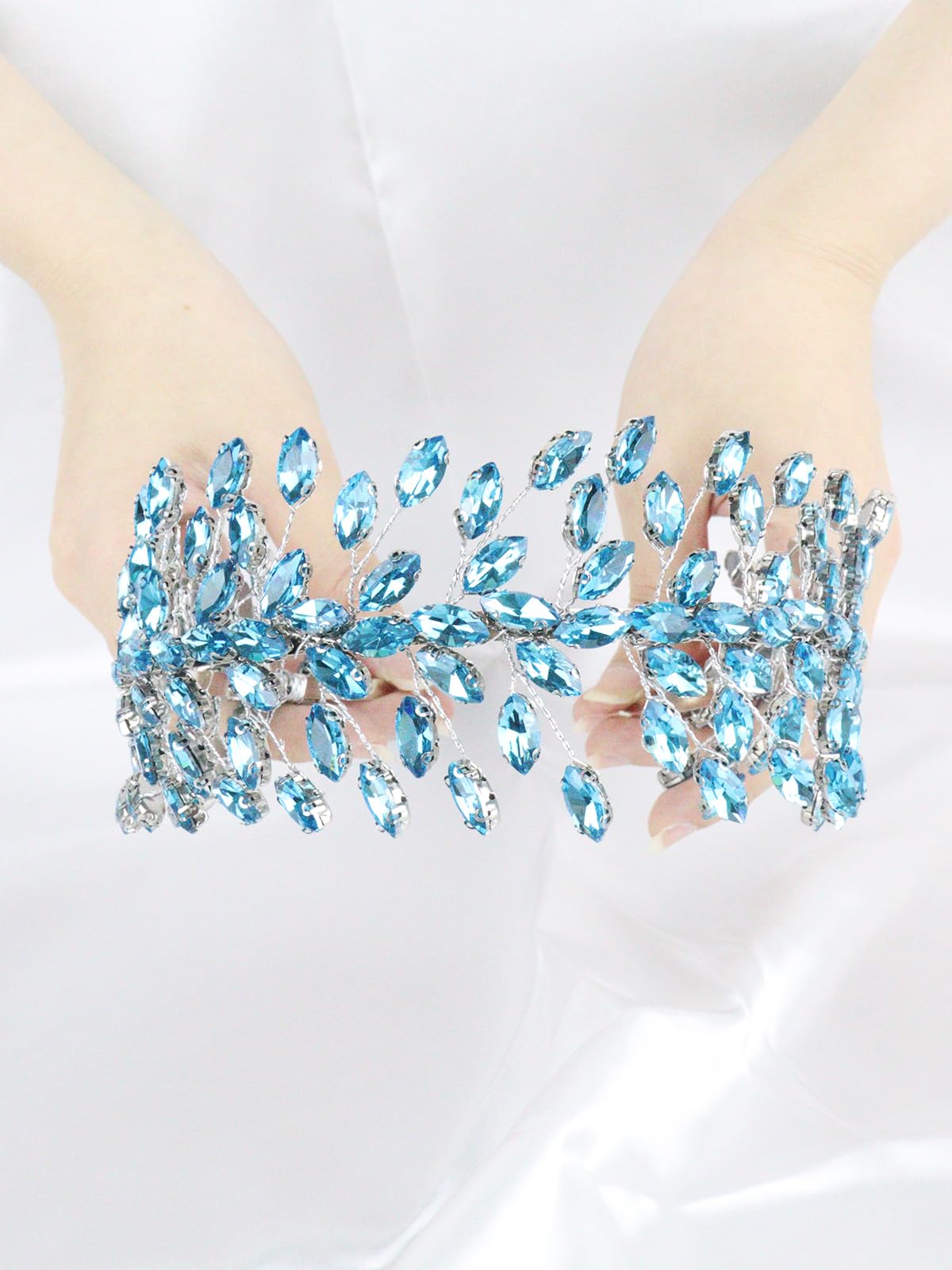 Luxurious Crystal Bead Headband for Women Banquet Hair Accessory Hernoblerest White Pearl Rhinestone Crystal Headband for  main image 3