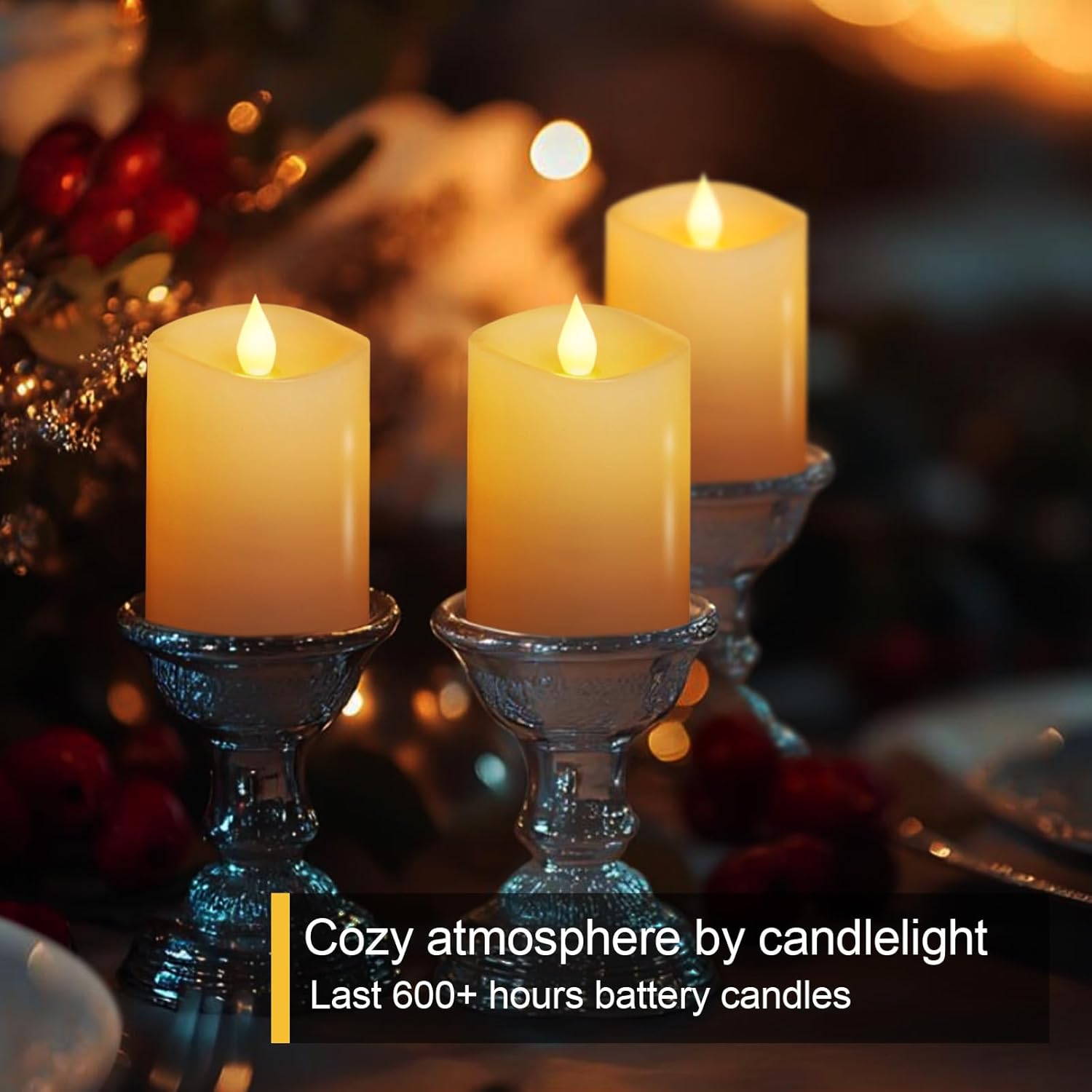 3x4 Flameless Candles with Remote Set of 3, 4 inch Battery Candles Flickering with Timer, LED Pillar Candle for Indoor/Outdoor, White