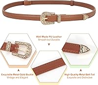 Vista 4 de SUOSDEY Cinturones ajustados occidentales de moda para mujer, cinturón de cuero ajustable para vestidos con hebilla vintage