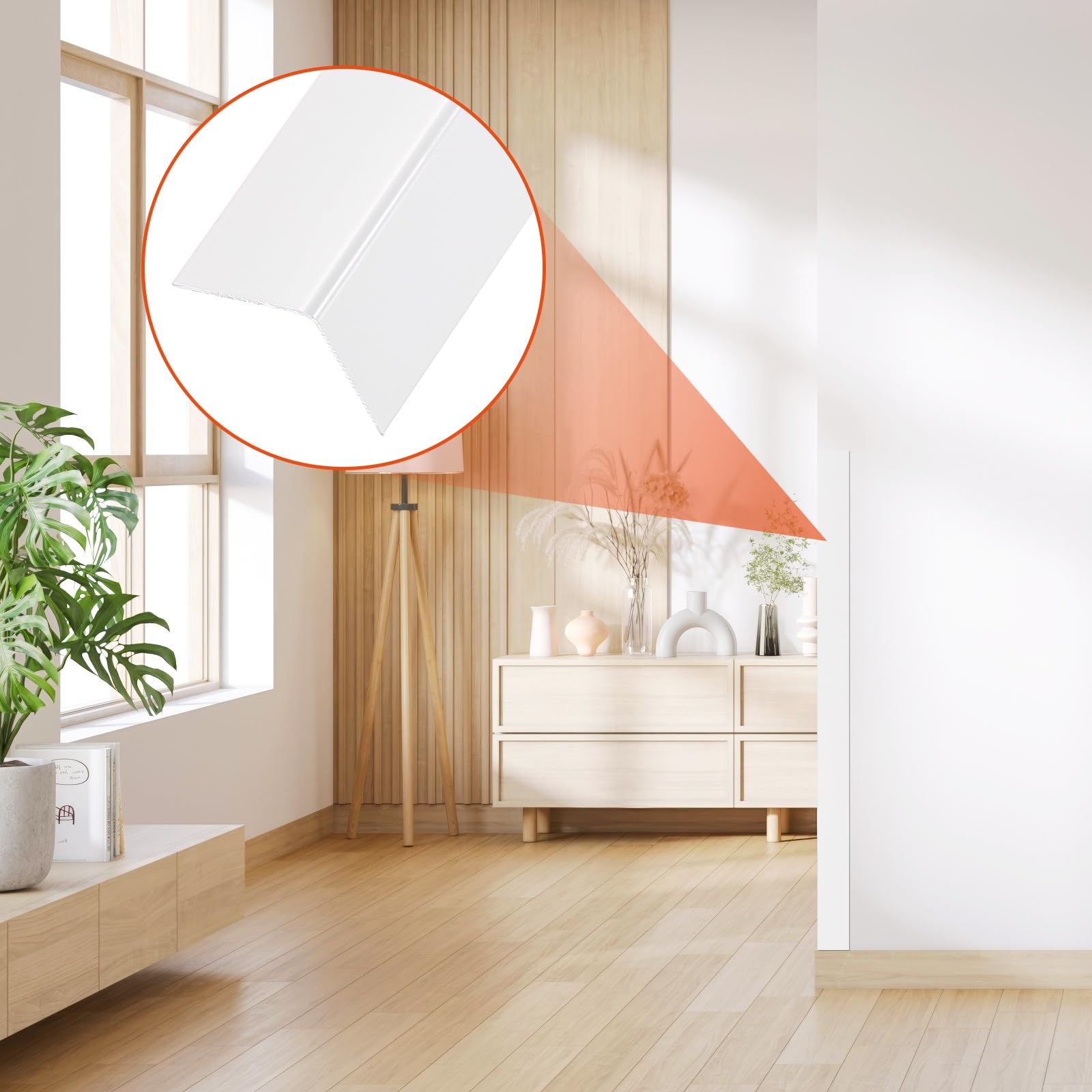 QUARKZMAN 5 Piezas De Protectores De Esquina para Pared 35" X 0.8" Protectores De Esquina De Aluminio Pegar Y Pelar Moldura En Forma De L para Decoración De Bordes De Pared Blanco