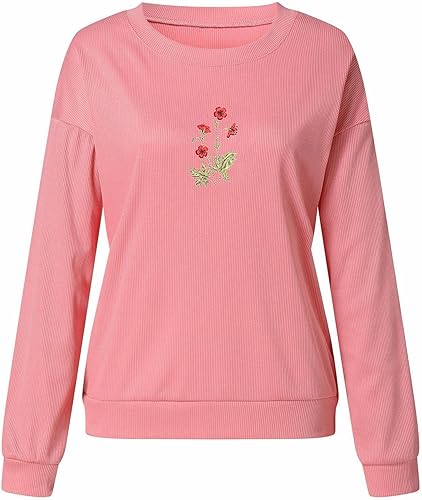 Miniatura 10 de Sudaderas de cuello redondo para adolescentes y niñas, sudadera suelta con estampado de margaritas de gofre, casual, blusa básica de manga larga
