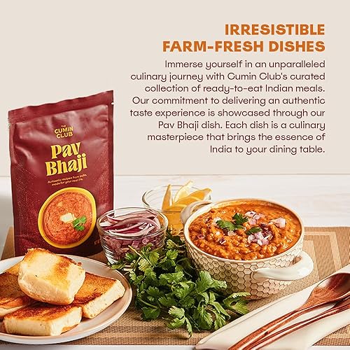 Miniatura 5 de The Cumin Club Pav Bhaji - Curry instantáneo  Comida india cómoda con papas y verduras mixtas  Comidas vegetarianas listas para comer paquete de 5