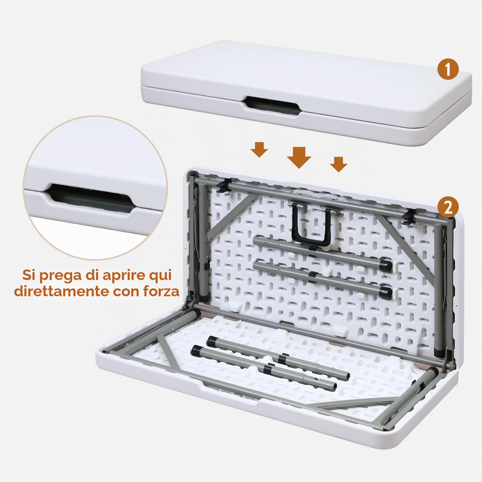 HollyHOME Tavolo Pieghevole Quadrato 87cm Piccolo Tavolo Portatile per Giardino Cucina Picnic Campeggio Tavolino Pieghevole per Feste Balcone Terrazza, Bianco