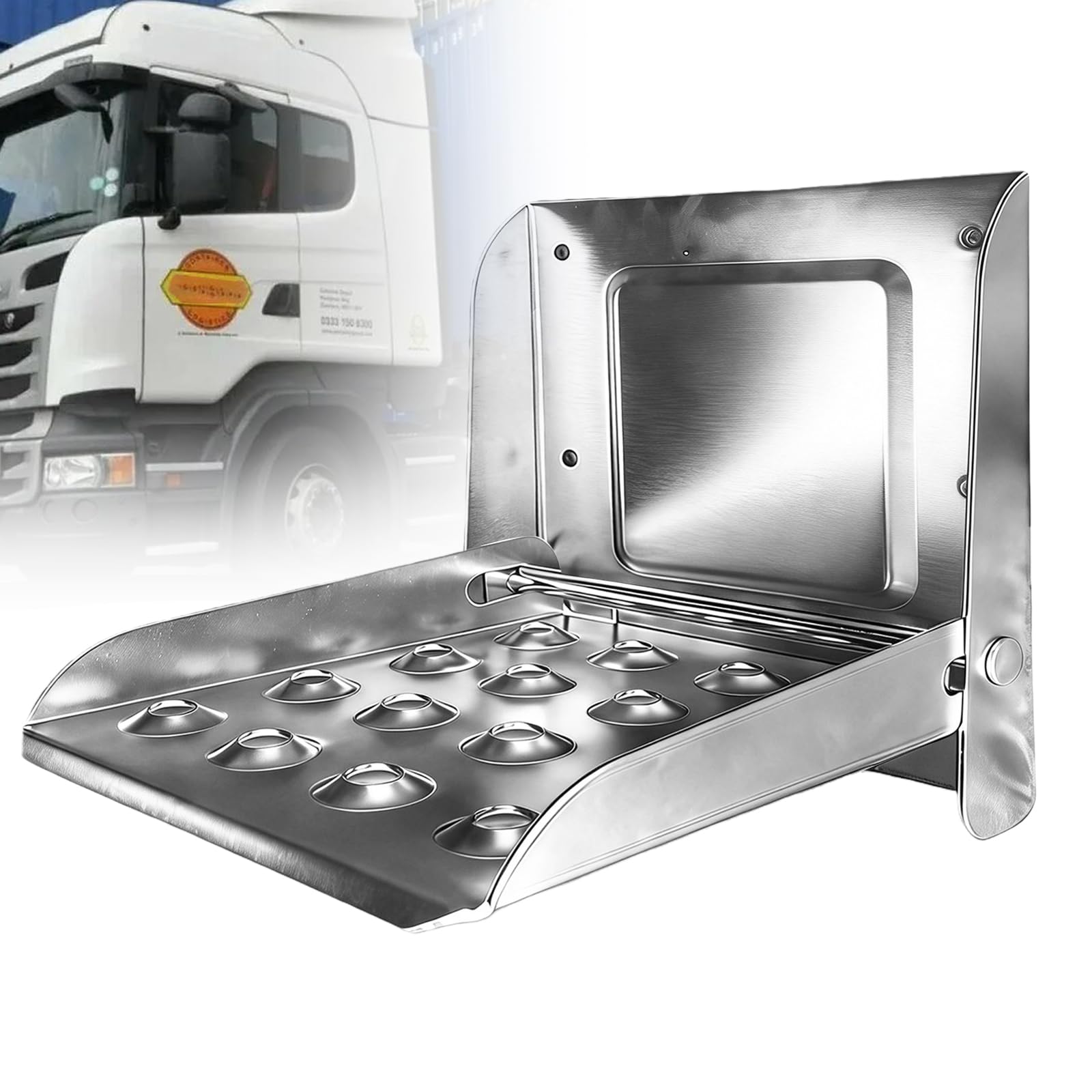 Pedana pieghevole per camion, pedana pieghevole per rimorchi, pedana pieghevole fino a 150 kg, zincata, scaletta pieghevole per accessori per furgone, roulotte, roulotte, rimorchio, supporto per