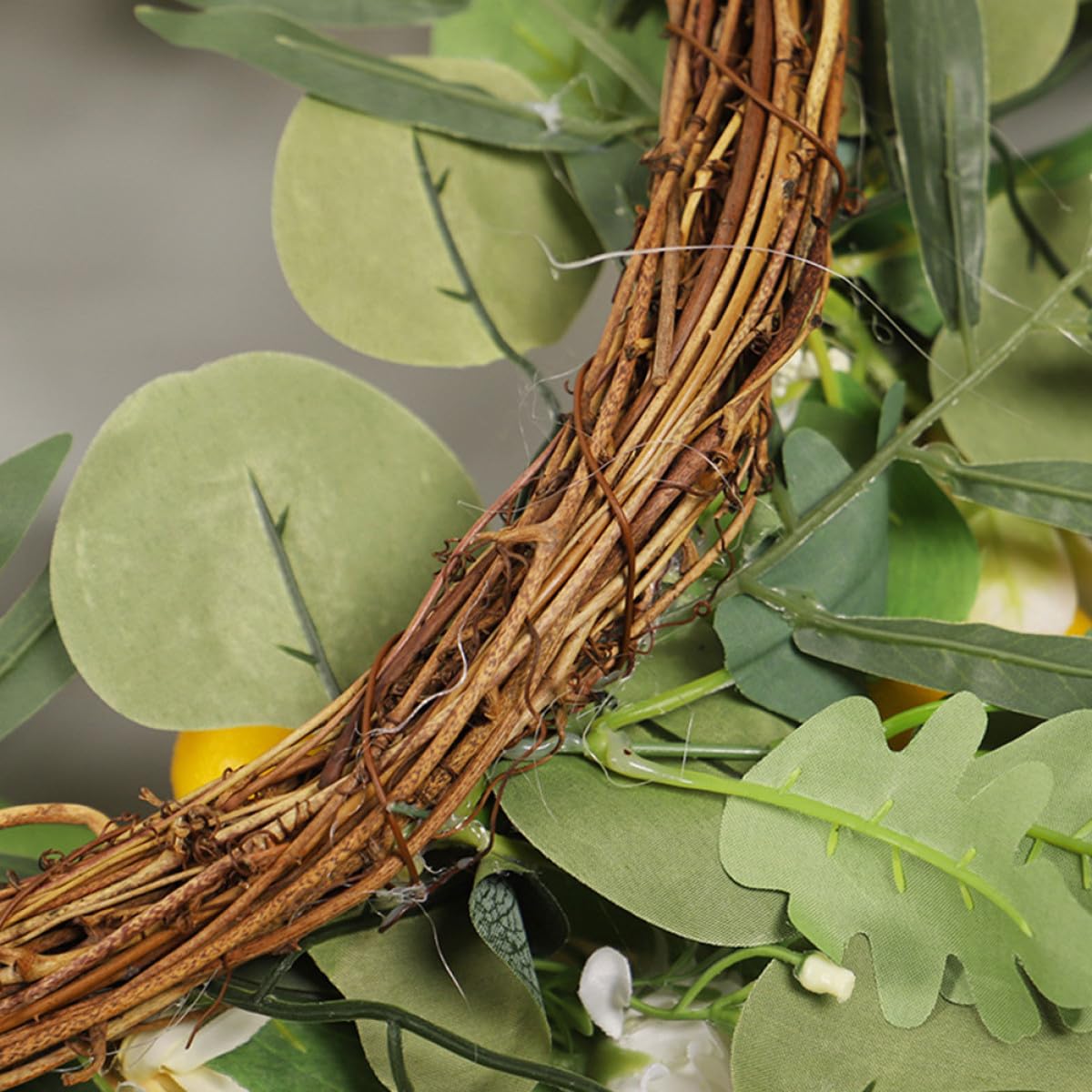 Sommerkranz aus Echtfaserblumen Hängender Türkranz für Haustür Frühling Zitronendekoration Künstlicher Blumenkranz aus Hochwertigem Material