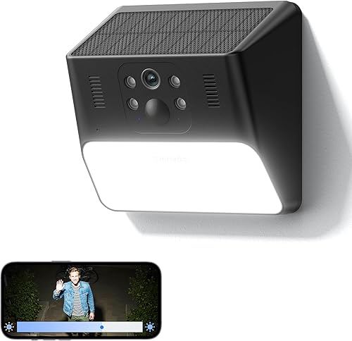 Cinnado Cámara para exteriores inalámbrica-2.4G 2K Cámaras solares de luz de pared para seguridad del hogar con detección de movimiento AI,