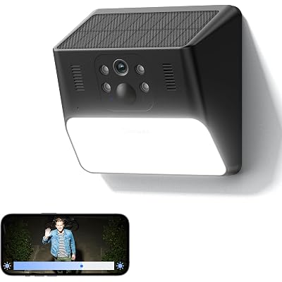 Cinnado Outdoor Camera Wireless-2.4G 2K Solar Wall Light Cameras for Home Security with AI Motion Detection, Waterproof,Motion Activated Light, Siren Cloud/SD Storage, Compatible with Alexa,S2
