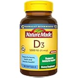 Nature Made Vitamin D3 1000 IU (25 mcg), Vitamin D Supplement for Bone, Teeth, Muscle and Immune Health Support, 180 Softgels, 180 Day Supply