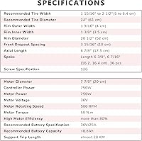 Vista 4 de AW Electric Bicycle Front Wheel 2024Inch E-Bike Conversion Kit 36V 750W Ebike Wheel Kit Thumb Throttle Hub Bicycle Conversion Motor Kit