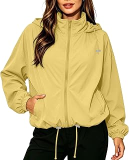 Uillui Waterproof Hooded Windbreaker Light Rain Jackets Outdoor Rain Coats