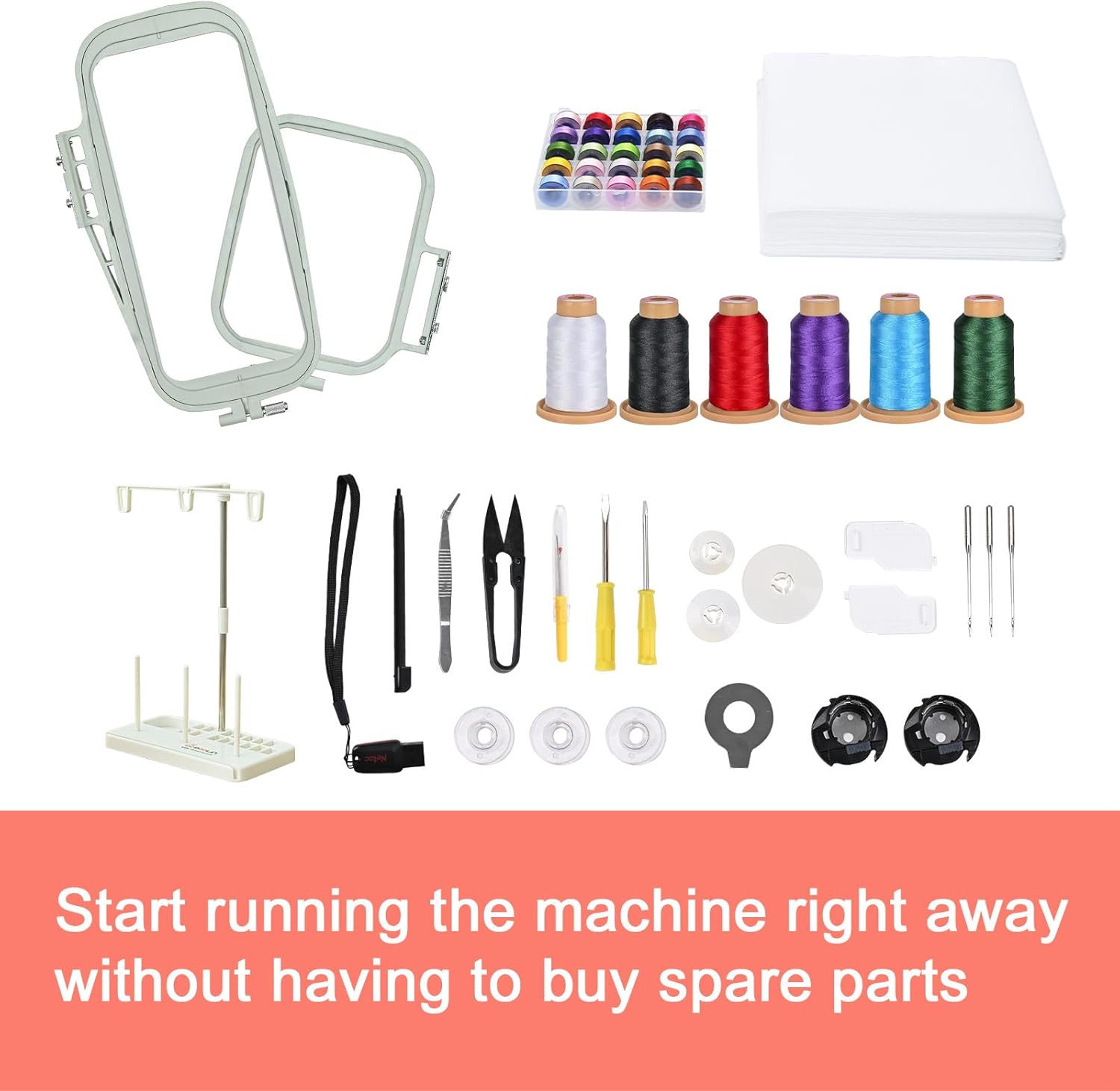 Computerized Embroidery Machine for Clothing, 4" x 9.25" Large Embroidery Area, 7'' Large LCD Touchscreen for Home Use For Beginner Homeuse Fully Automatic Machine