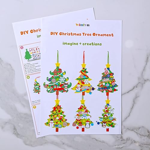 Miniatura 4 de Winlyn 24 juegos de adornos de árbol de Navidad, juegos de arte para manualidades, kits de manualidades de Navidad, pino, muñeco de nieve, copo de