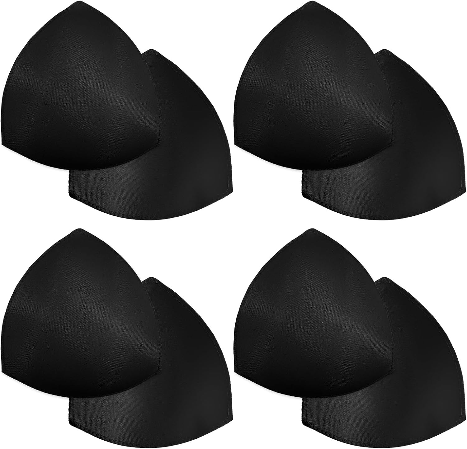 4Pairs Bra Pads Inserts, Triangle Bra Insert, Sports Bras Pad Removable Breast Pad, Breast Enhancer for Dress(Black)