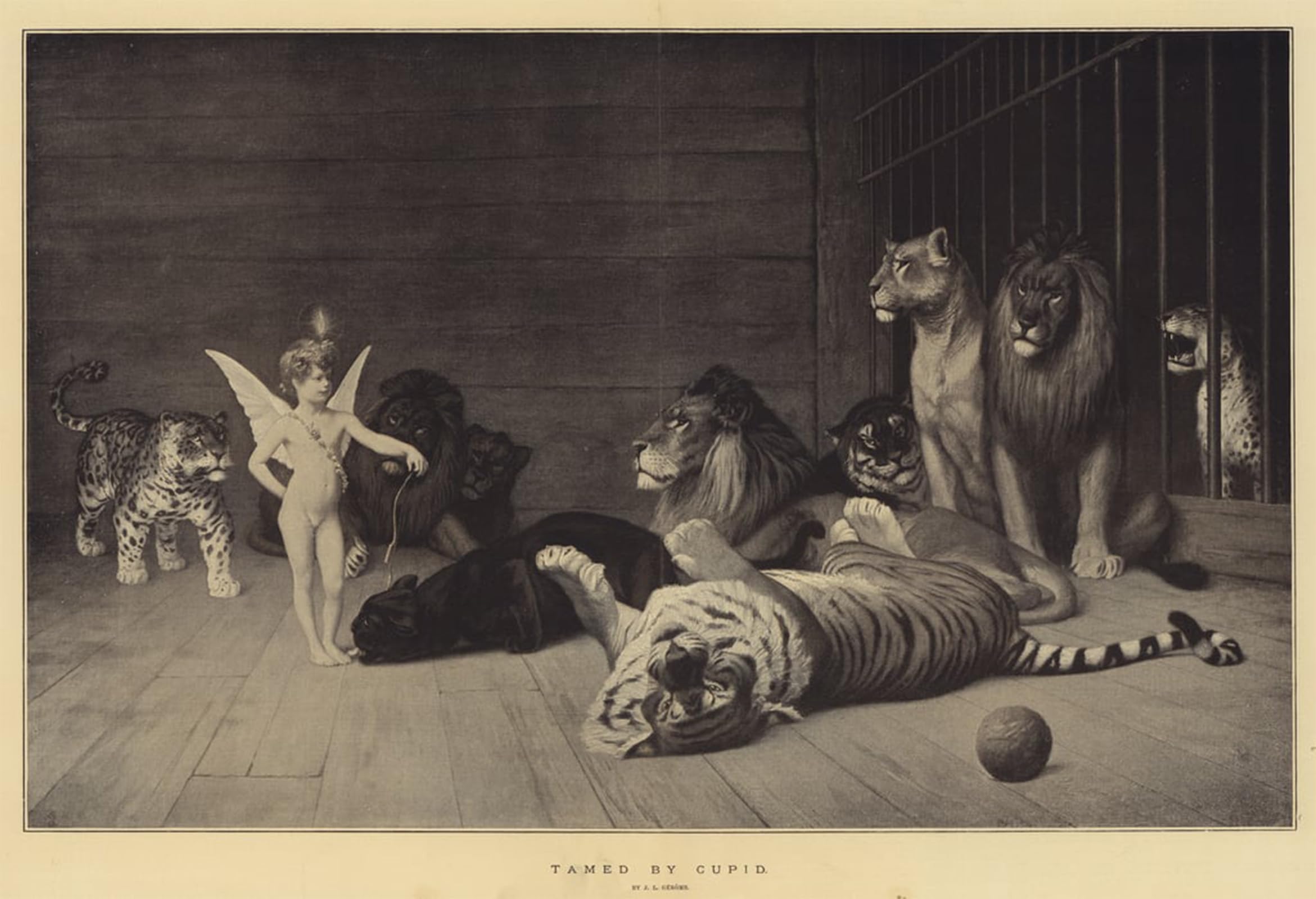 ARTXLXXBN Famous Prints Artwork Pictures Poster Painting Art Tamed by Jean Leon Gerome Artwork Landscape Pictures for Home Decor 60x90cm