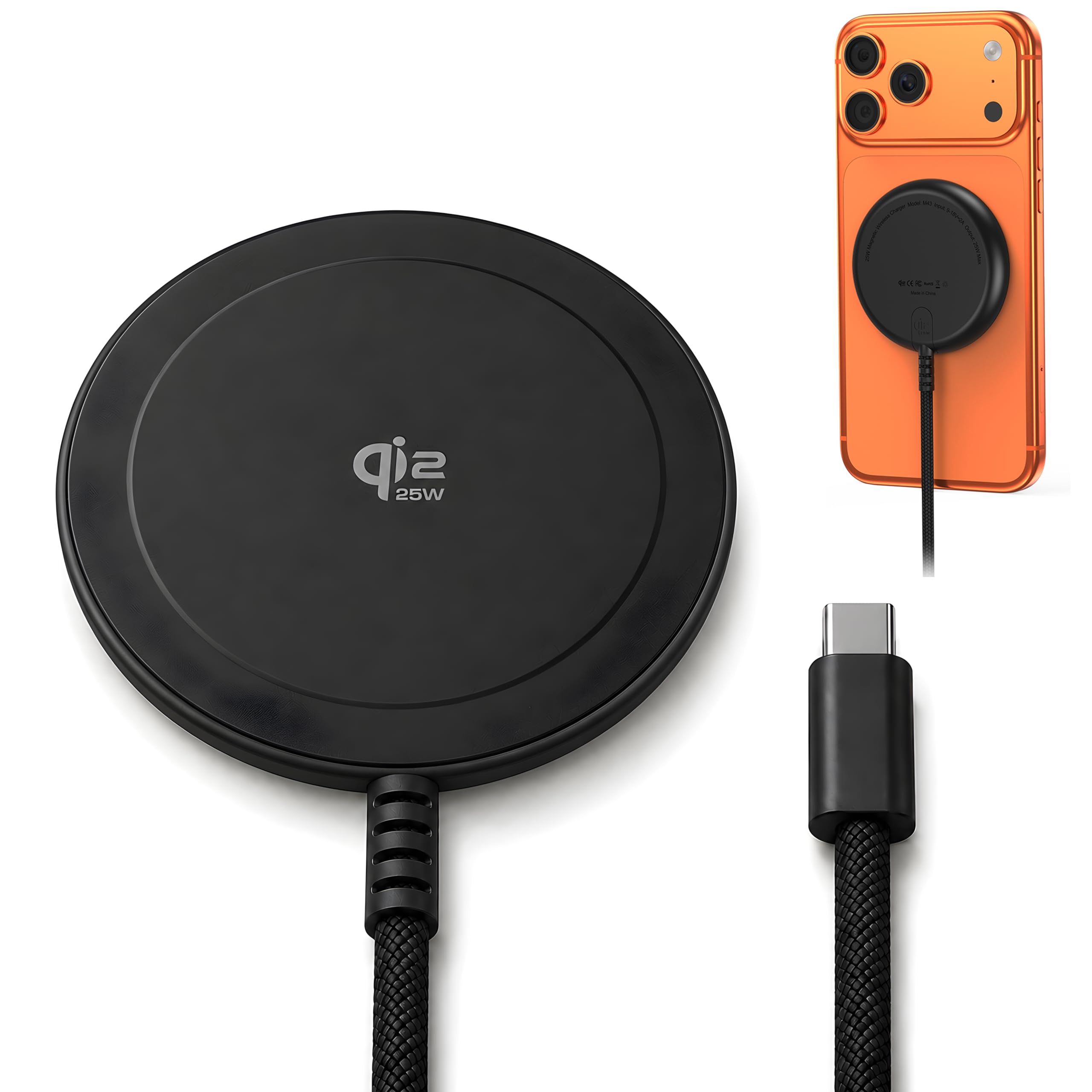 ワイヤレス充電器 25W Qi2認証 MagSafe対応 急速充電 Phone 17/16シリーズ対応 Android Qi2対応