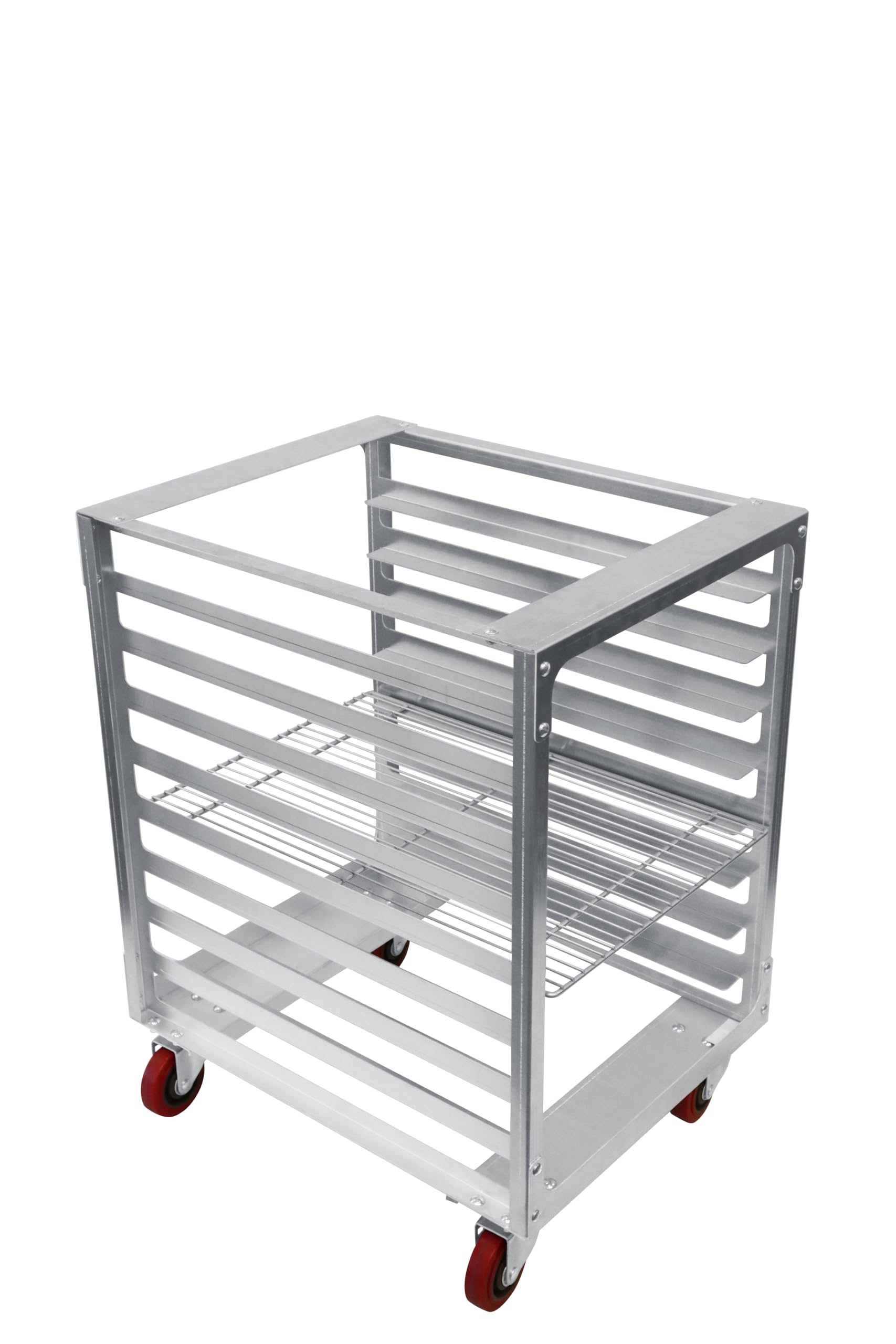 Estante comercial de aluminio para moños, 8 bandejas de 7,62 cm, con certificación NSF, resistente, ruedas de placas resistentes, estante de refrigeración para debajo de la mesa de trabajo