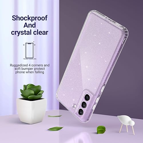 Miniatura 2 de KIOMY Funda transparente con purpurina para Samsung Galaxy S21 FE 5G Slim Fit Sparkle Design para niñas y mujeres, TPU flexible brillante brillante