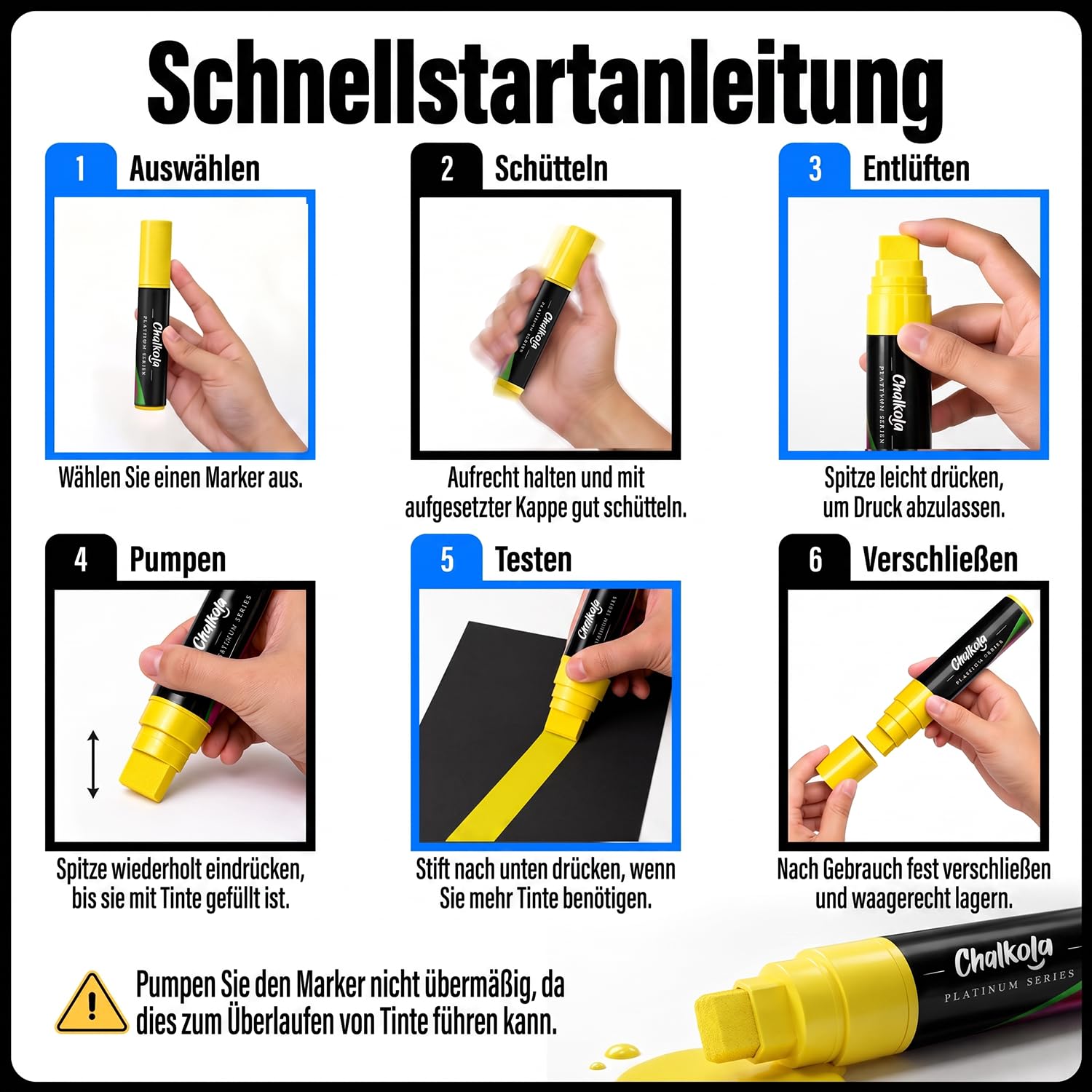 Chalkola Kreidestifte für Tafel Abwaschbar - (15 mm Jumbo, 8 Kreidestift) Kreidestifte für Fenster, Tafelkreide, Glasstifte, Auto - Fenstermalstifte für bei Lehrern, Kindern, Künstlern und Unternehmen