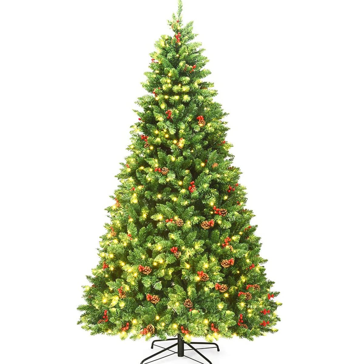 Starsom 7FT Artificial Christmas Tree Xmas Pine Tree, 1200 Branch Tips, Holiday Decoration Christmas Tree for Home, Office, Party, Metal Hinges & Foldable Base