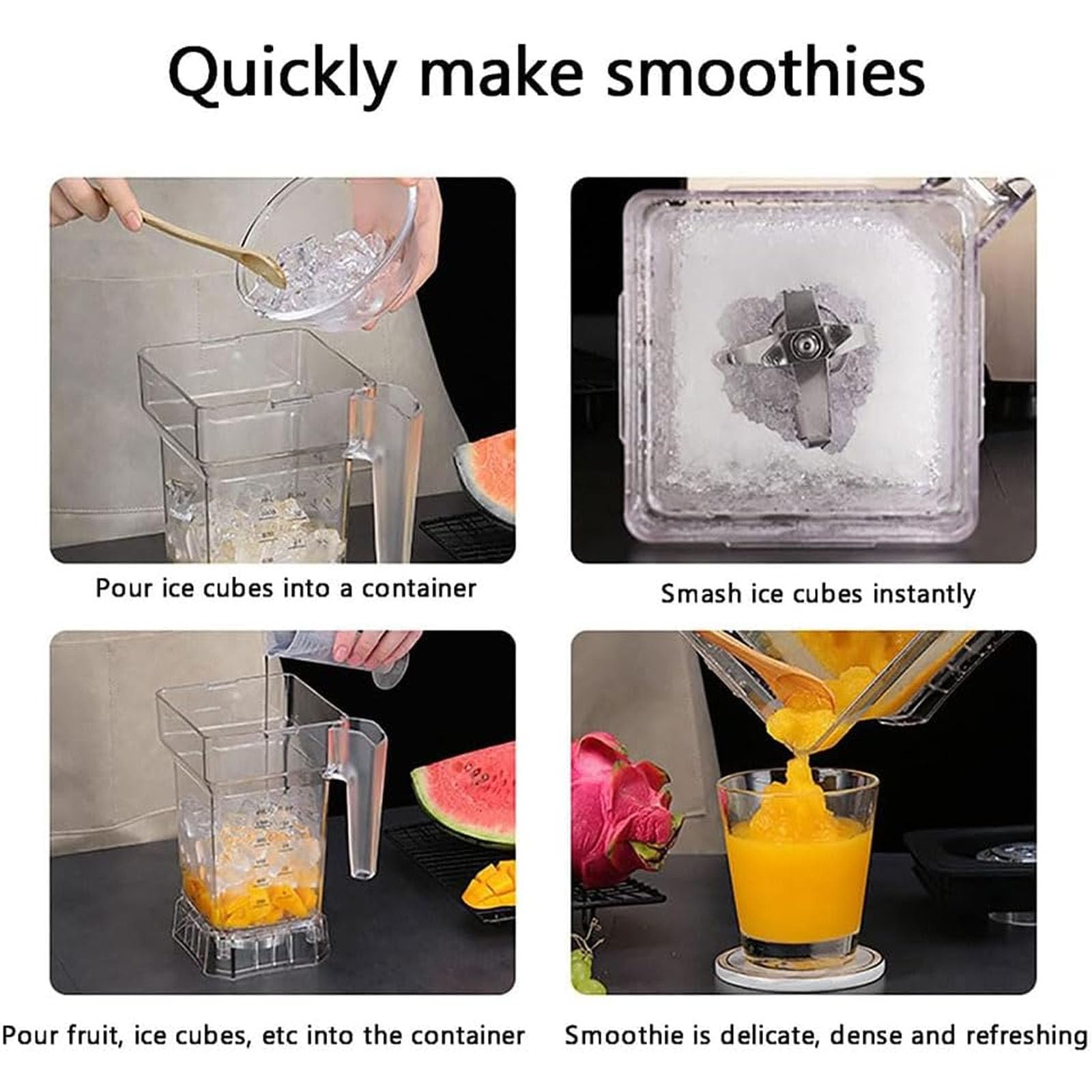 Ice Slush Machine - Mini licuadora silenciosa para batidos, cócteles y té helado, potencia máxima de 1800 W con caja de sonido