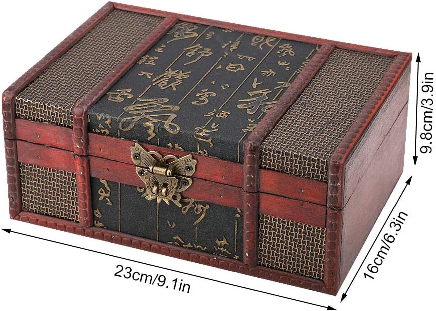 Retro Wooden Storage Box - Vintage Jewelry Organizer and Decorative Treasure Chest - Small Chinese-Style Organizer