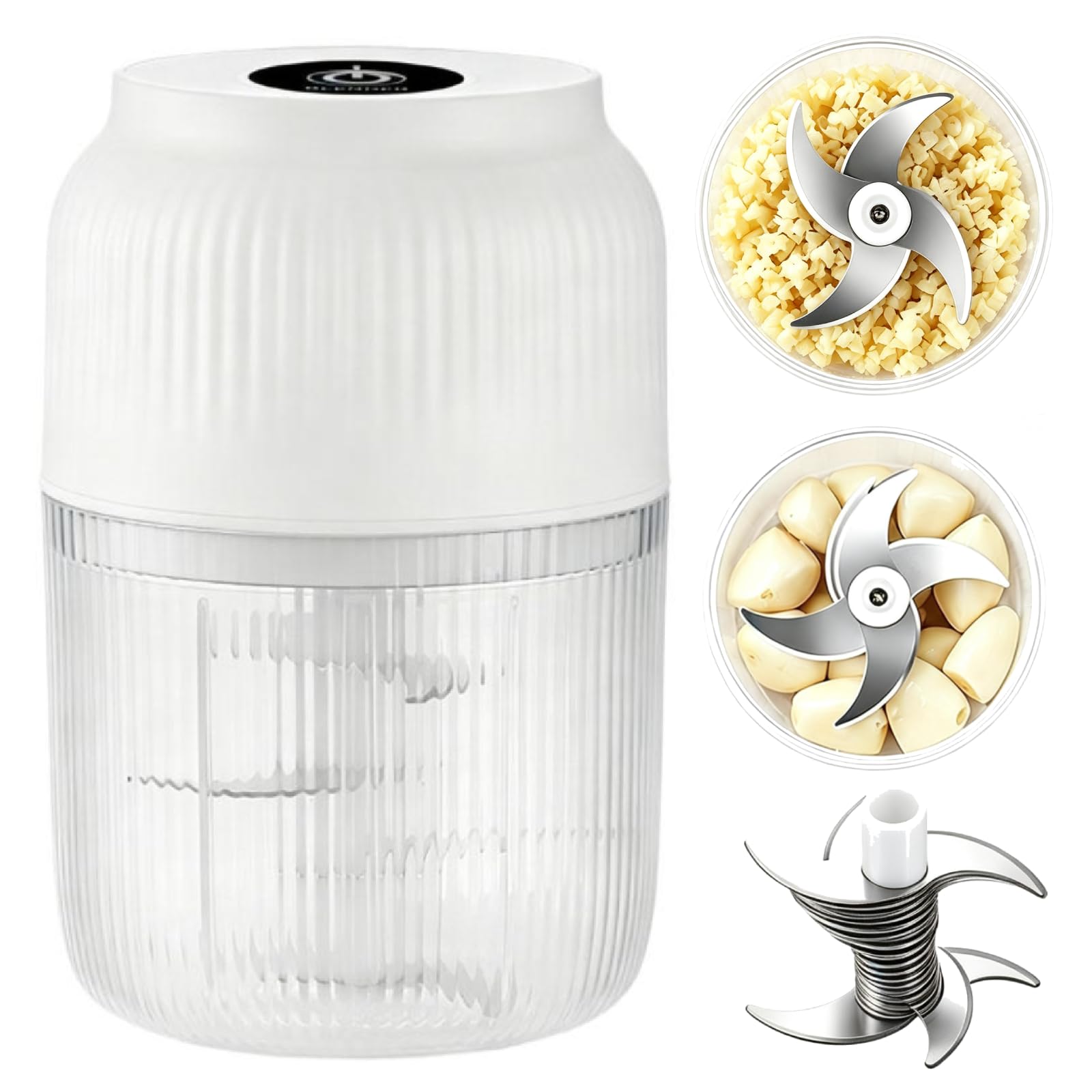 2026 Upgraded Electric Garlic Chopper, 350ml 6 Blades Mini Household Electric Garlic Crusher with Lid, Portable Cordless Mincer, Food Chopper for Garlics, Onion, Ginger, Chili, Spices and Fruit