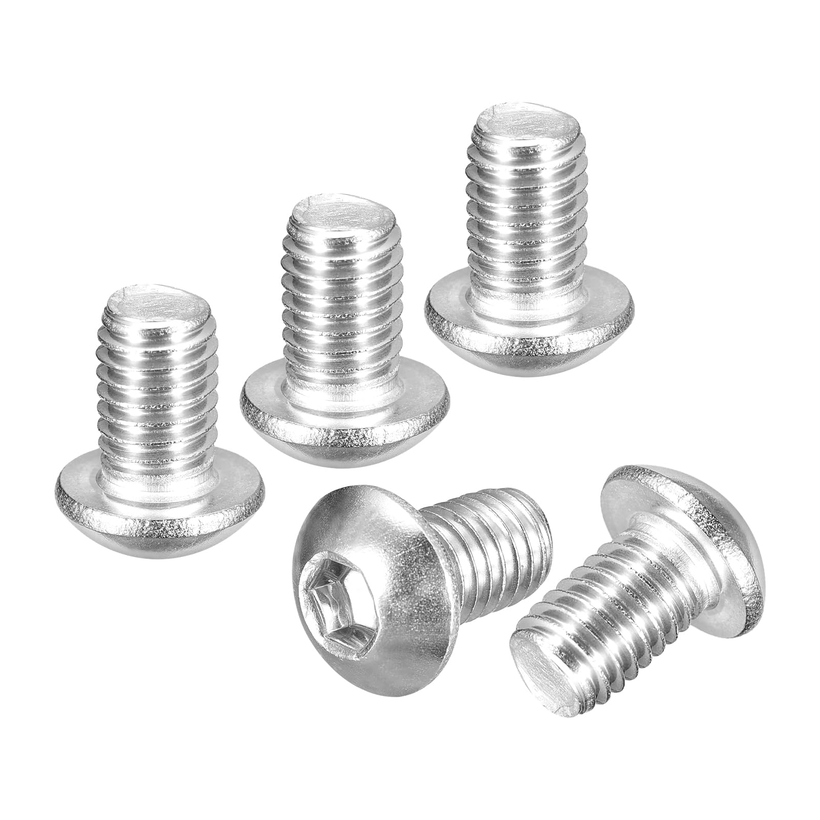 DTGN M8-1.25x10mm Button Head Socket Cap Screws - 10Pack - Good for Road Bicycle, Mountain Bike, Auto, Motorcycle - 304 Stainless Steel Whitewashed - Hex Socket Drive Fasteners — image 1