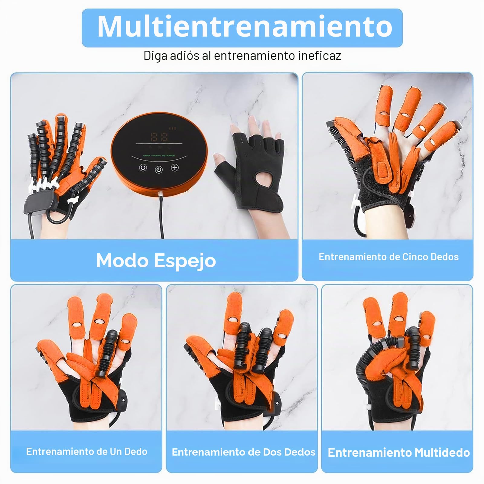 Guantes de Rehabilitación Robótica de Ictus Dispositivo de Rehabilitación Guantes Artritis Dedos Equipo de Entrenamiento de Férula de Ejercicio Dedos Ortesis(Size:Derecha M,Color:Naranja)