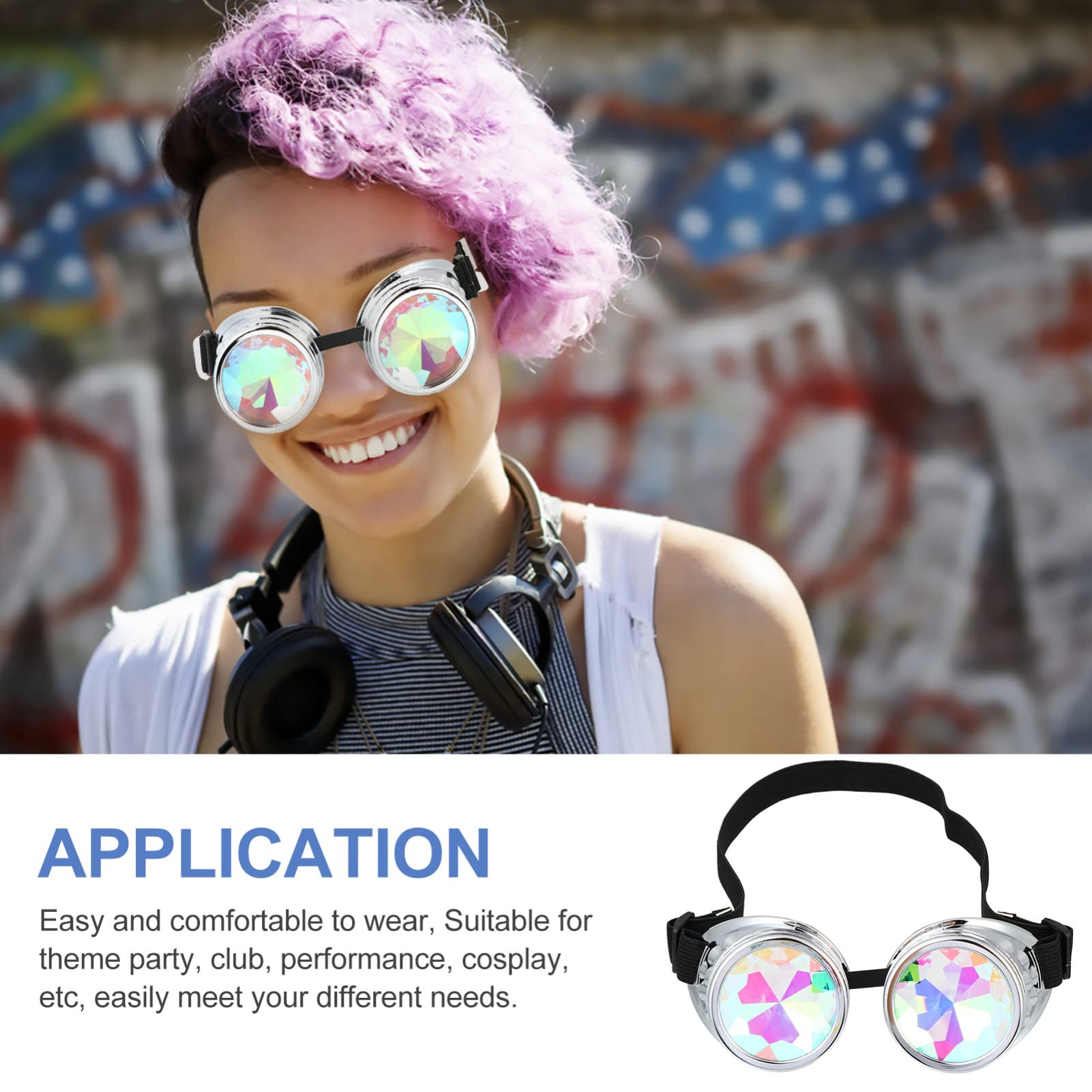 FOMIYES Steampunk Kaleidoscope Goggles Led Lights Rave Glasses for Parties Stylish Accessory for Adults Boys and Girls