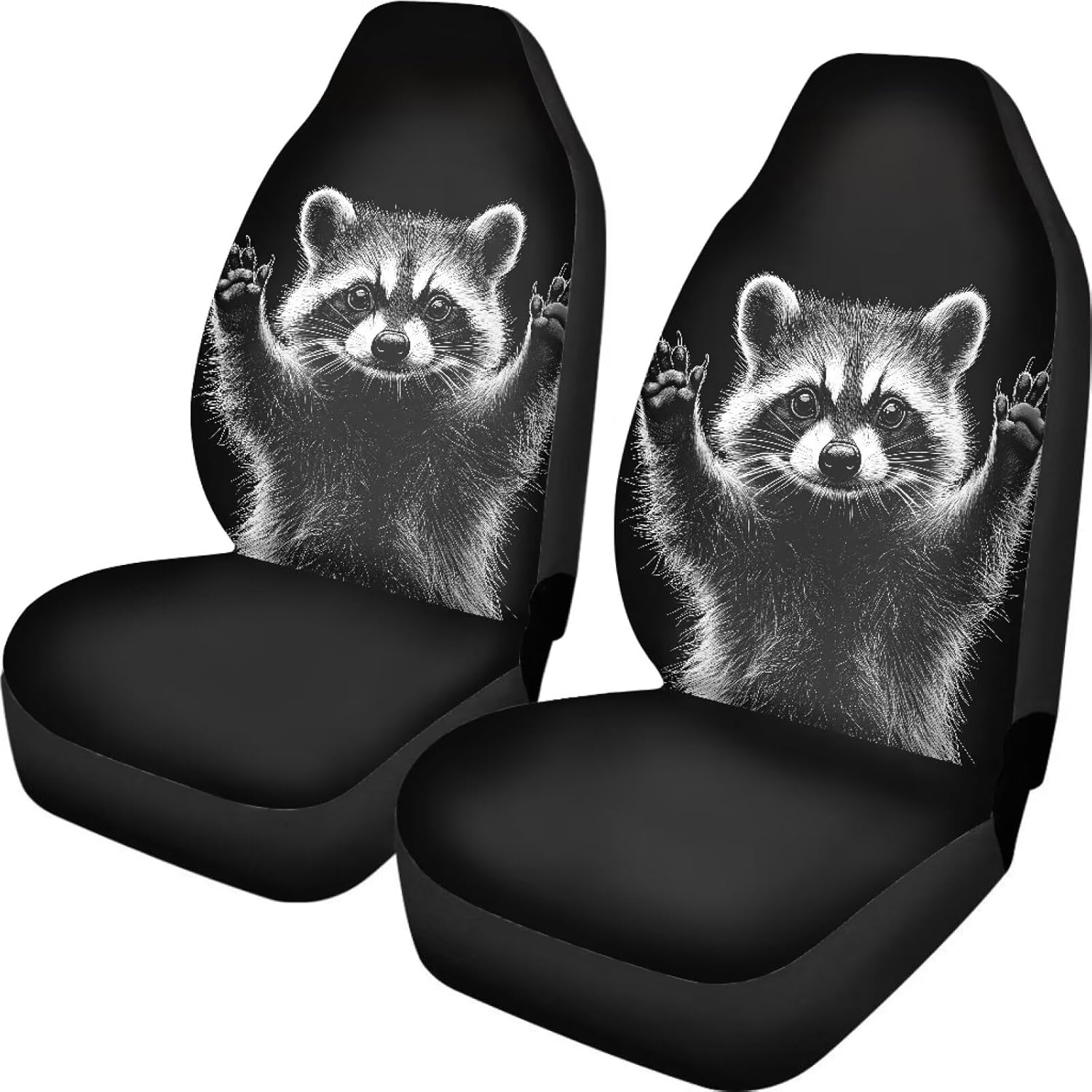 Raccoon Car Seat Covers for Trucks and SUVs, Automotive Seat Protector Black Seat Covers Cars Interior Covers Bucket Seat Cover