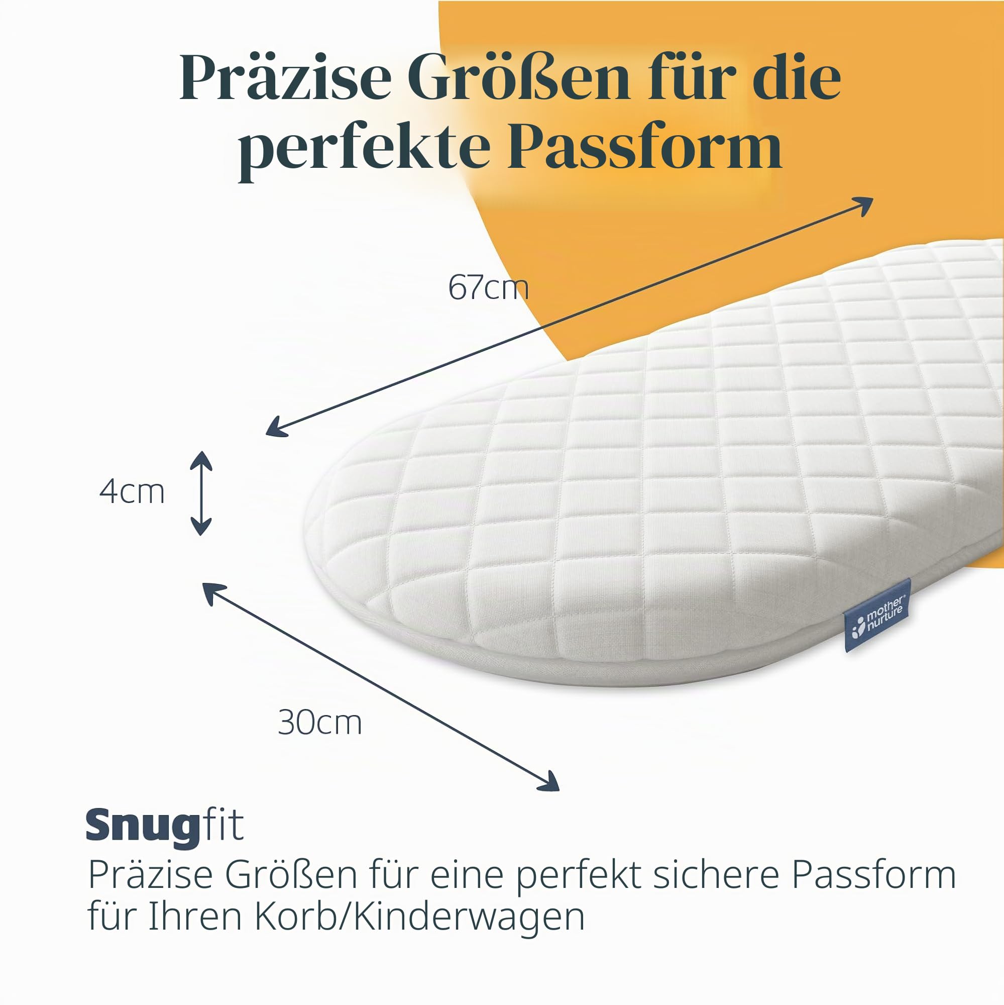 Babies Firsts Babykörbchen- oder Kinderwagen Matratze, gesteppt, Schaumstoff, abgerundet an beiden Enden