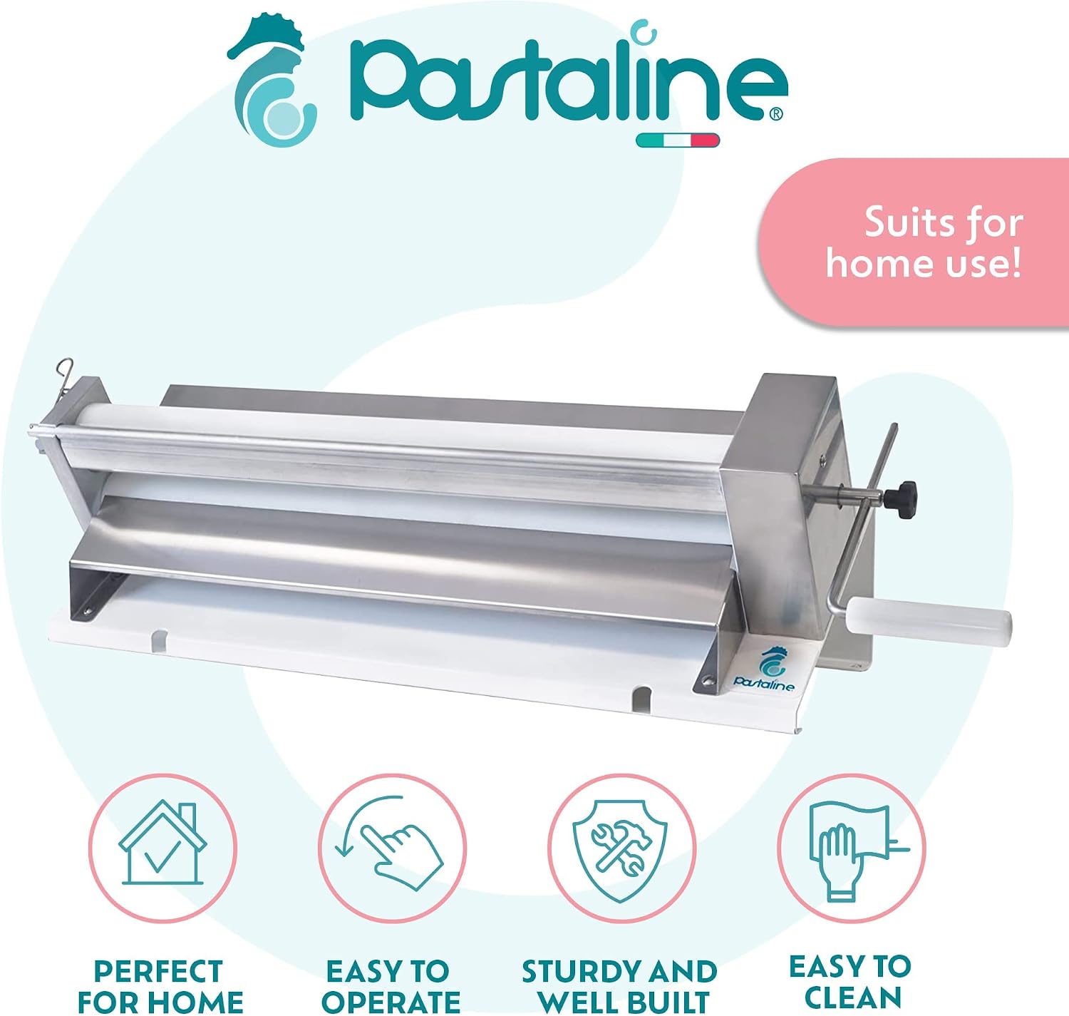 Manual Dough Sheeter Machine - Sfogliafacile XL Manual Pasta Maker for Icing, Marzipan, Puff Pastry,Salt Bread Shio Pan | Easy Install Dough Sheeter for Home or Small Commercial Kitchens image 2