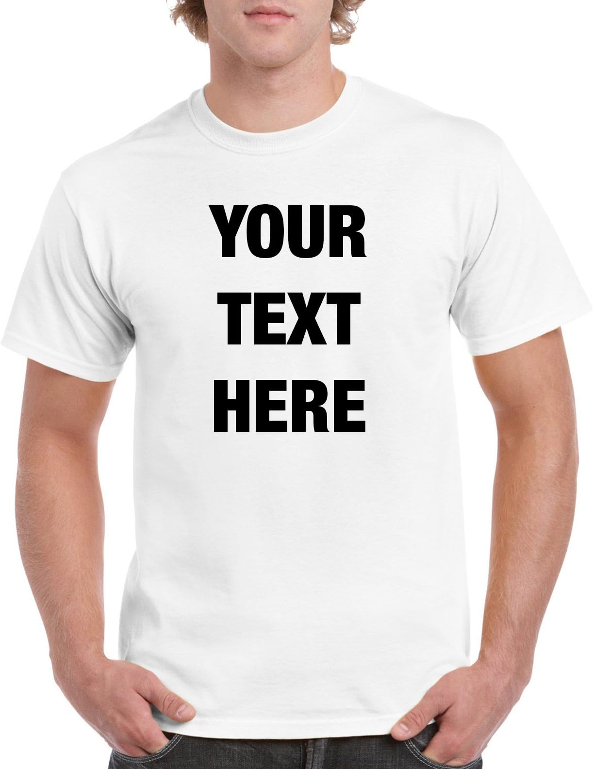 Custom Personalized Gildan t-Shirt Your Text Here No Minimums - White Medium