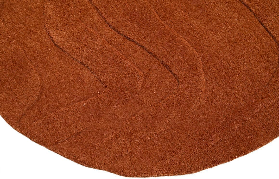 Handmade Wool Area Rug – Irregular Shape, Modern Wavy Contour, Thick and Soft 3D Textured Design, Ideal for Living Room, Bedroom & Home Decor (Rust, 3' x 5')