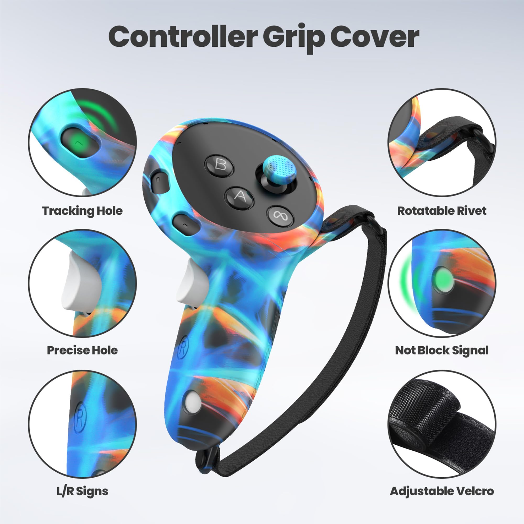 Compatibile con accessori Meta Quest 3s, cover in silicone, copertura per VR Shell, cover per controller touch, copertura per joystick, set di protezione per obiettivo fotocamera (colorato C)
