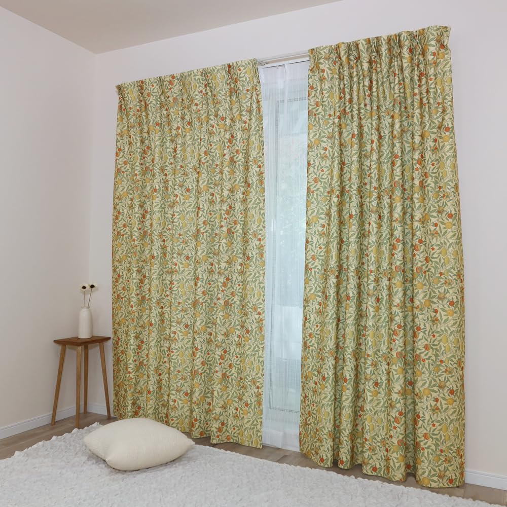 144サイズ】 ウィリアム・モリス 国産防炎カーテン2枚セット 【Fruit