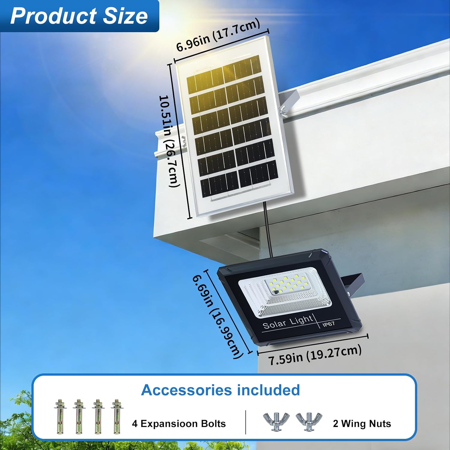 3000LM Solar Flood Lights Outdoor - IP67 Waterproof Powered Motion Sensor Light with 4000mAh Battery, Dusk to Dawn Led Solar Security Light With Remote Control for Wall Porch,Patio,Backyard,Barn,Shed