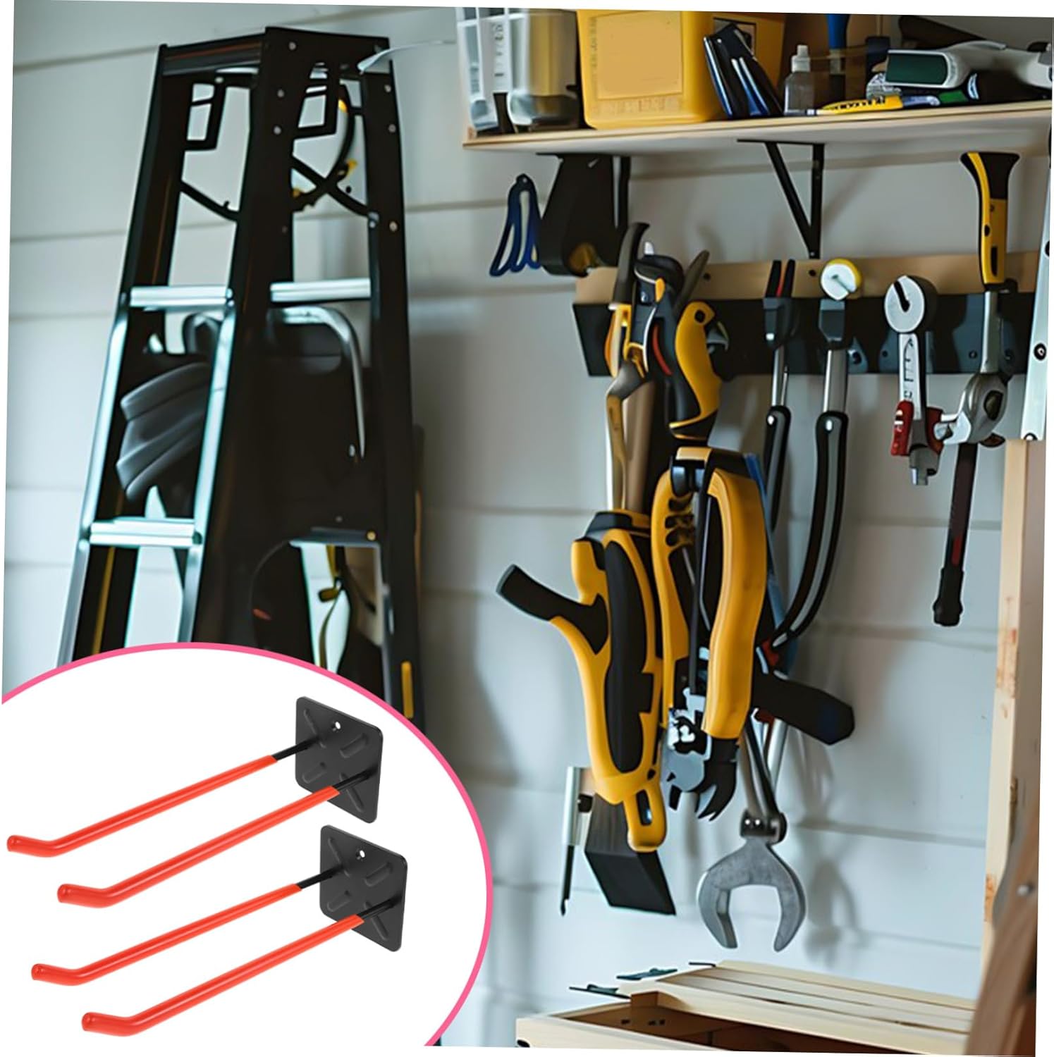 Cabilock Heavy Duty Garage Tire Hooks Wall Mount Garage Hooks Ladder Hanger Chair Storage