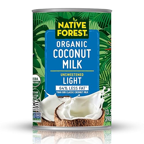 Leche de coco orgánica, ligera, Native Forest, baja en grasa, latas de 13.5 onzas (paquete de 12)