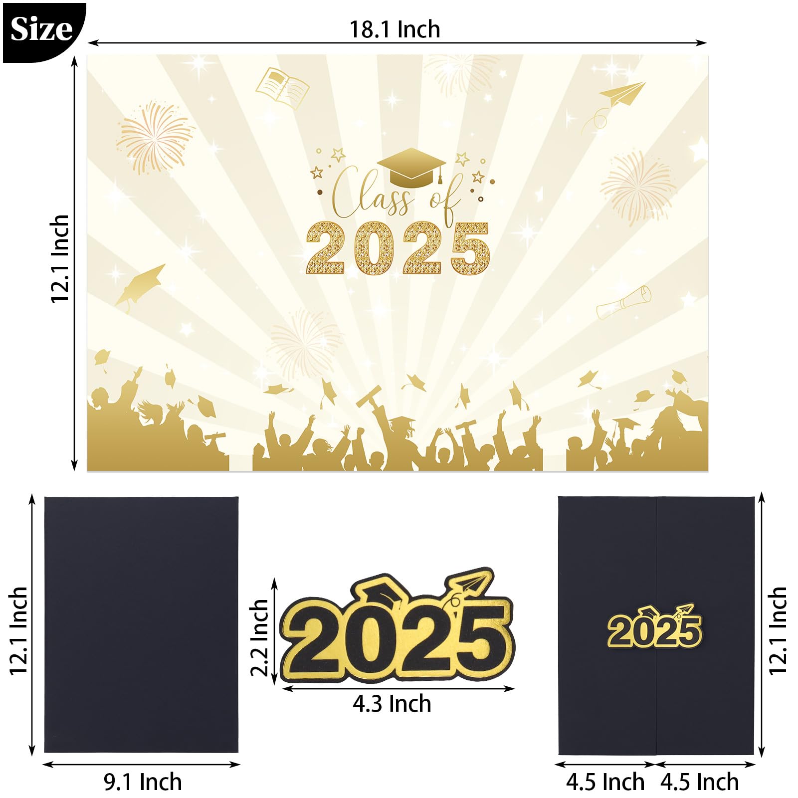 FORBFAN Graduation Guest Book 2025, Black and Gold Class of 2025 Graduation Party Decorations, Signature Book for College High School Graduates
