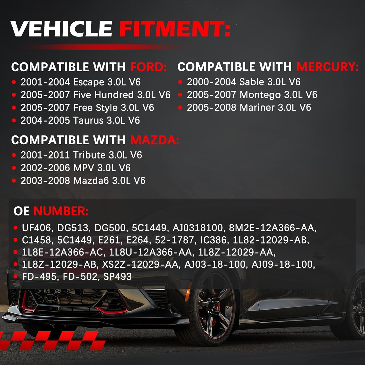 UF406 Set of 6 Ignition Coils Iridium Spark Plugs Fit for 2001-2011 Mazda6 Tribute Escape Taurus Montego Sable MPV 3.0L V6 Replaces DG513, DG500, FD-495, FD-502