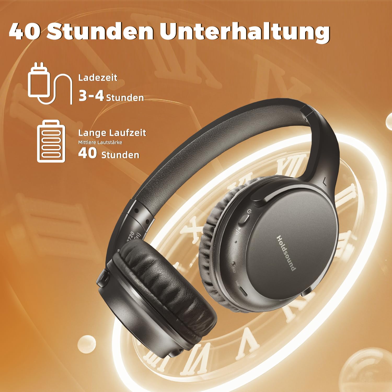 Holdsound TV Kopfhörer Kabellos Senioren, Funkkopfhörer Kabellos für TV mit USB-Sender, Mehr Lautstärke, Plug-and-Play, Keine Audioverzögerung, 40 Stunden Audiowiedergabe